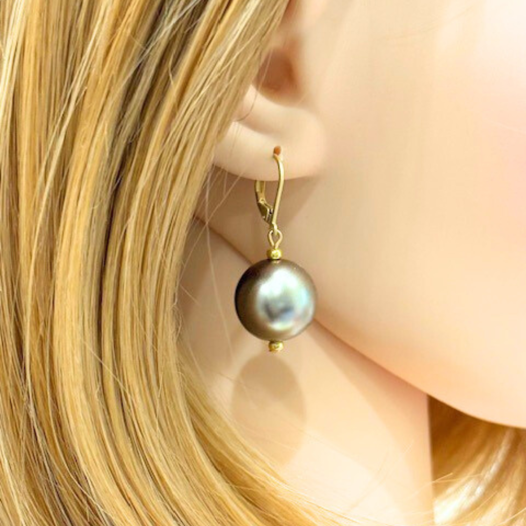 Taupe Bubble Pearl Earrings