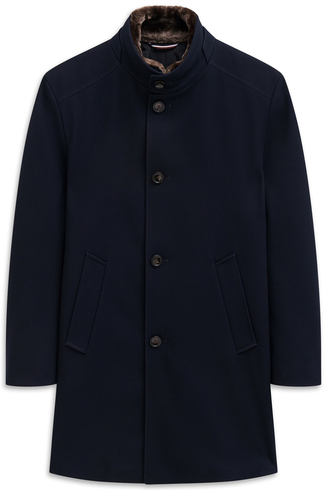 Coat with Faux Fur Collar and Removable Vest - Navy