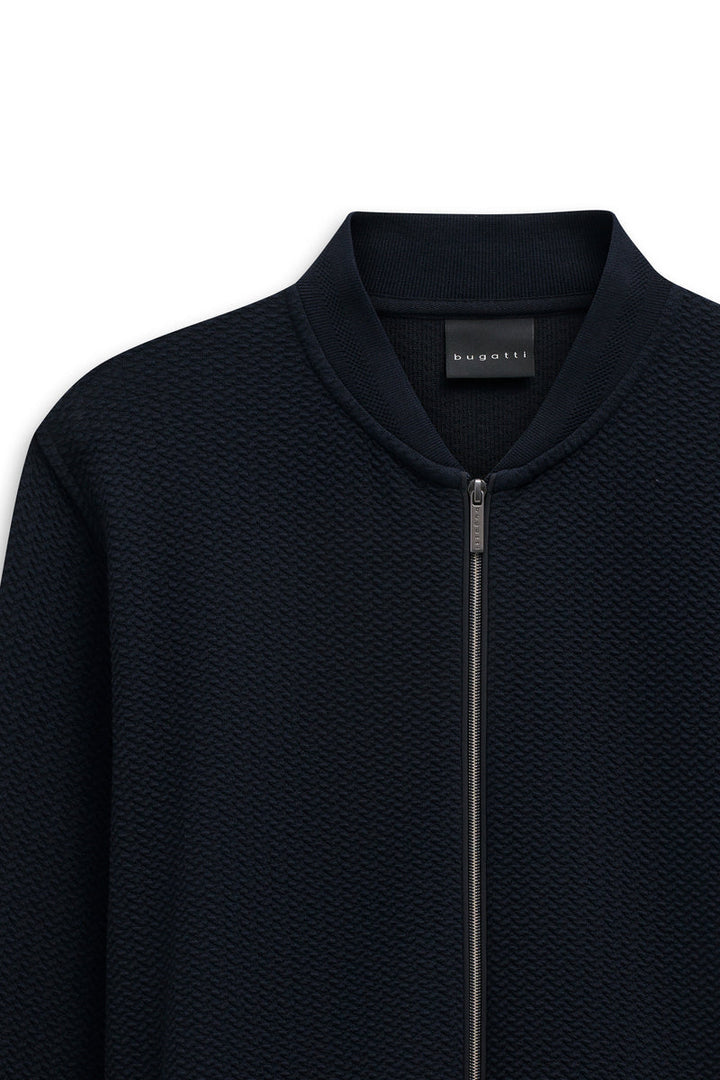 Sweat jacket with college collar and zipper in navy