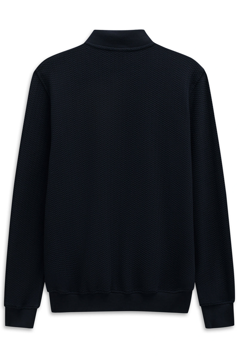 Sweat jacket with college collar and zipper in navy