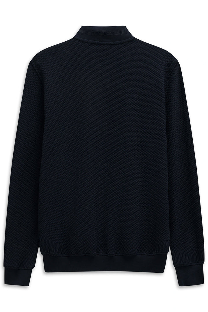 Sweat jacket with college collar and zipper in navy