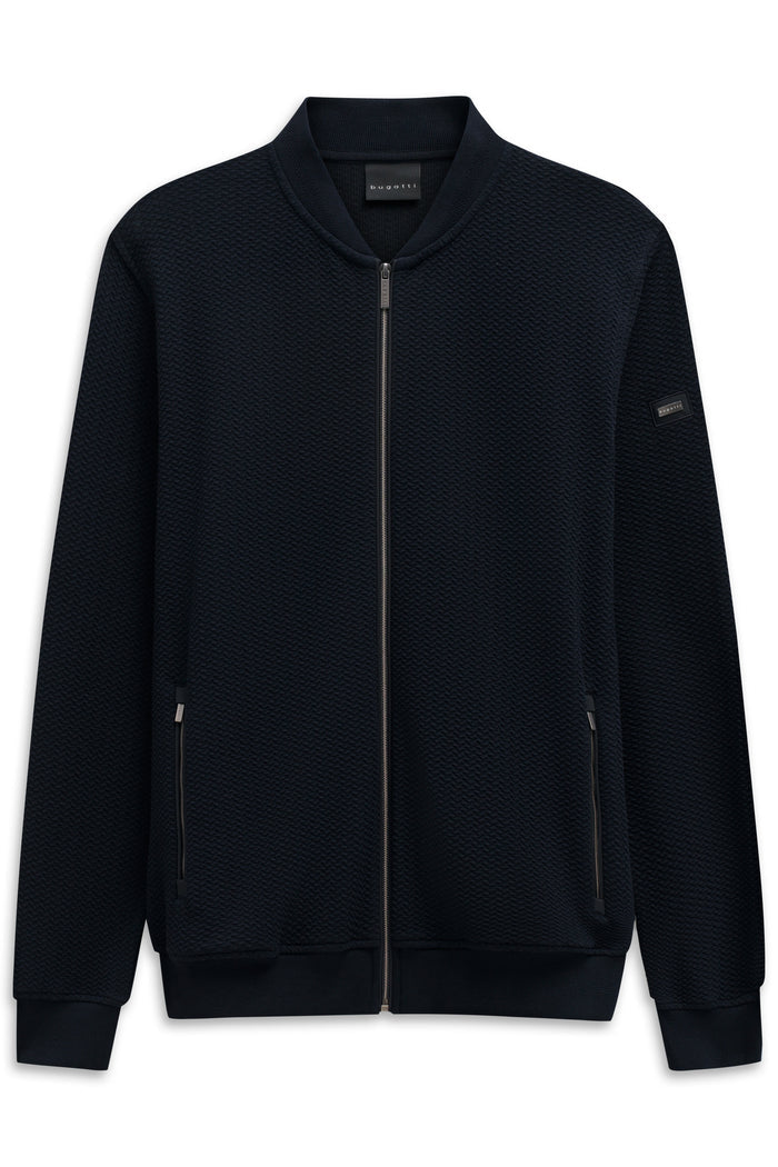 Sweat jacket with college collar and zipper in navy