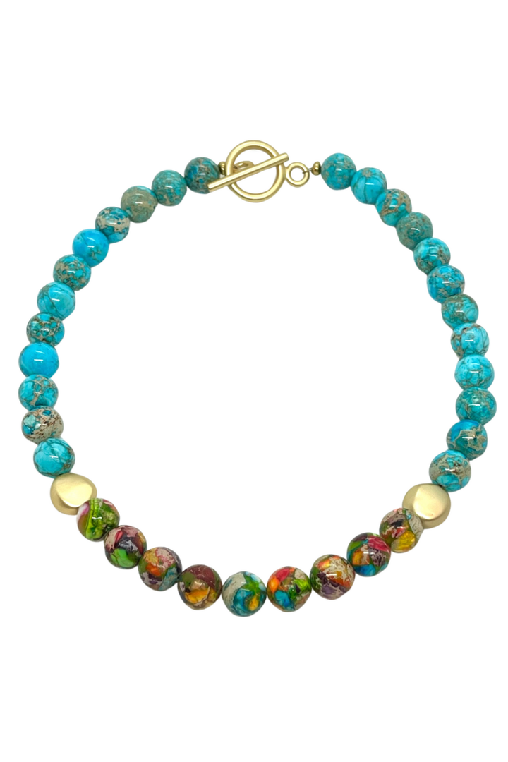 Confetti Jasper And Turquoise Aqua Terra Beaded Necklace