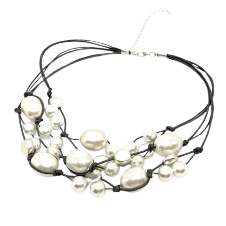 Cotton Pearl And Silver Bead Torsade