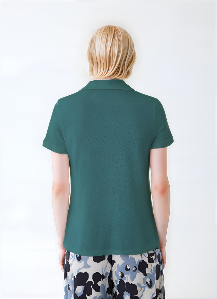 Stretch Linen Polo Shirt - Agave