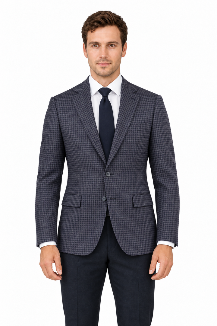 E86044-1-Enzo Wool Jacket-Navy Check