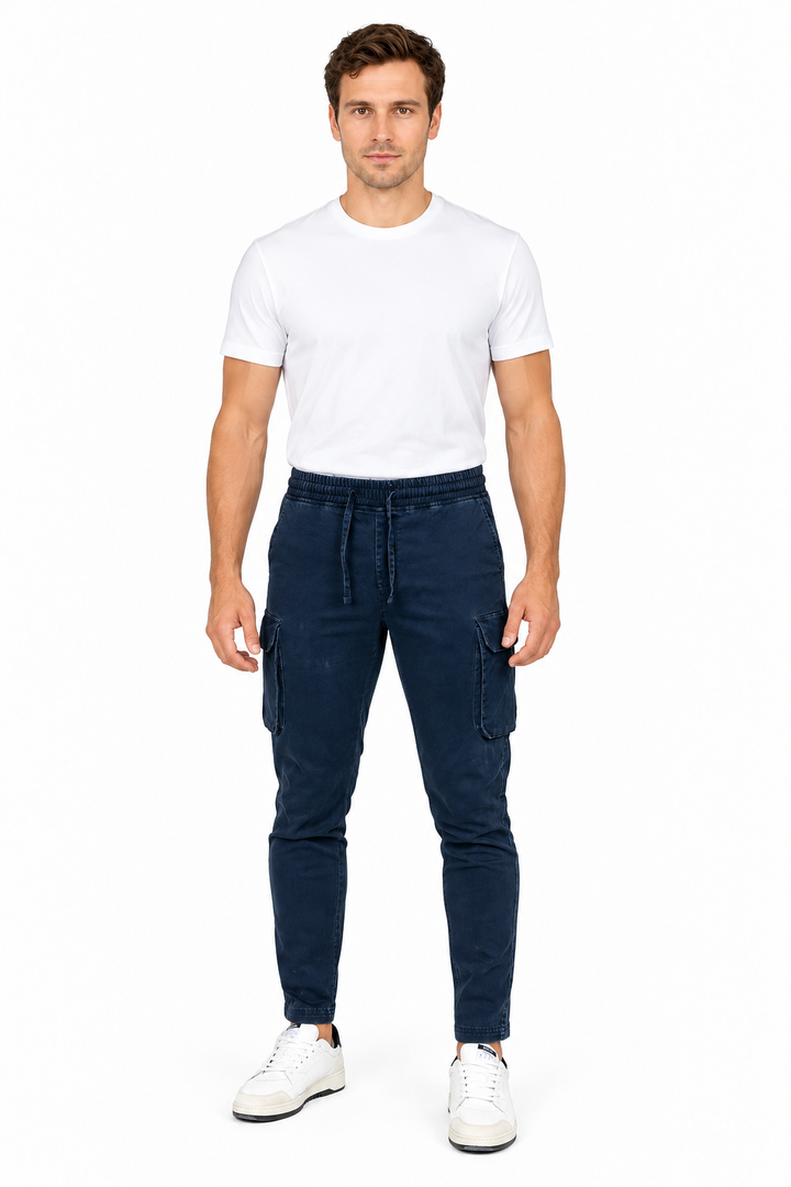 Enzo Nova Dye Cargo Pants - Navy