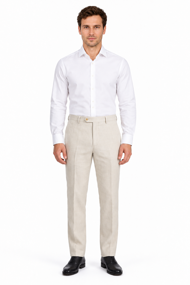 E58302-1- Enzo Pants-White Linen