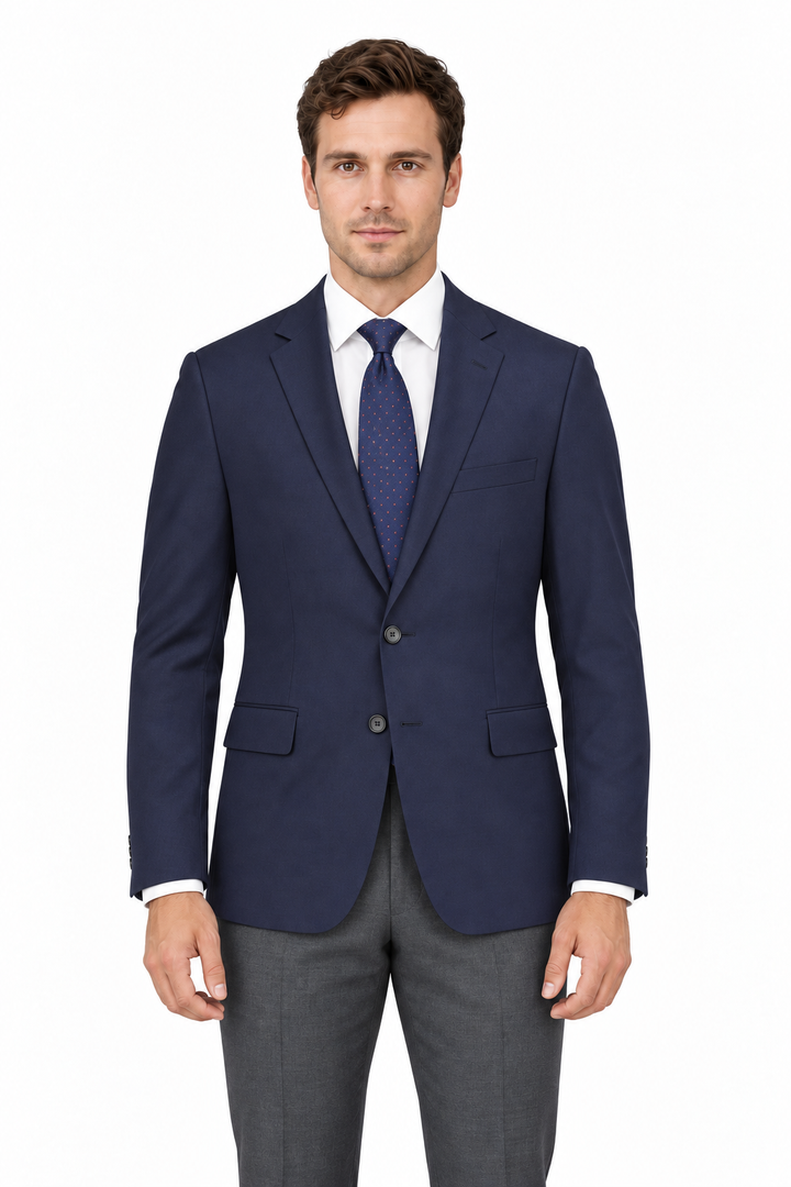 Mantoni Waffle Weave Wool Blazer - Navy