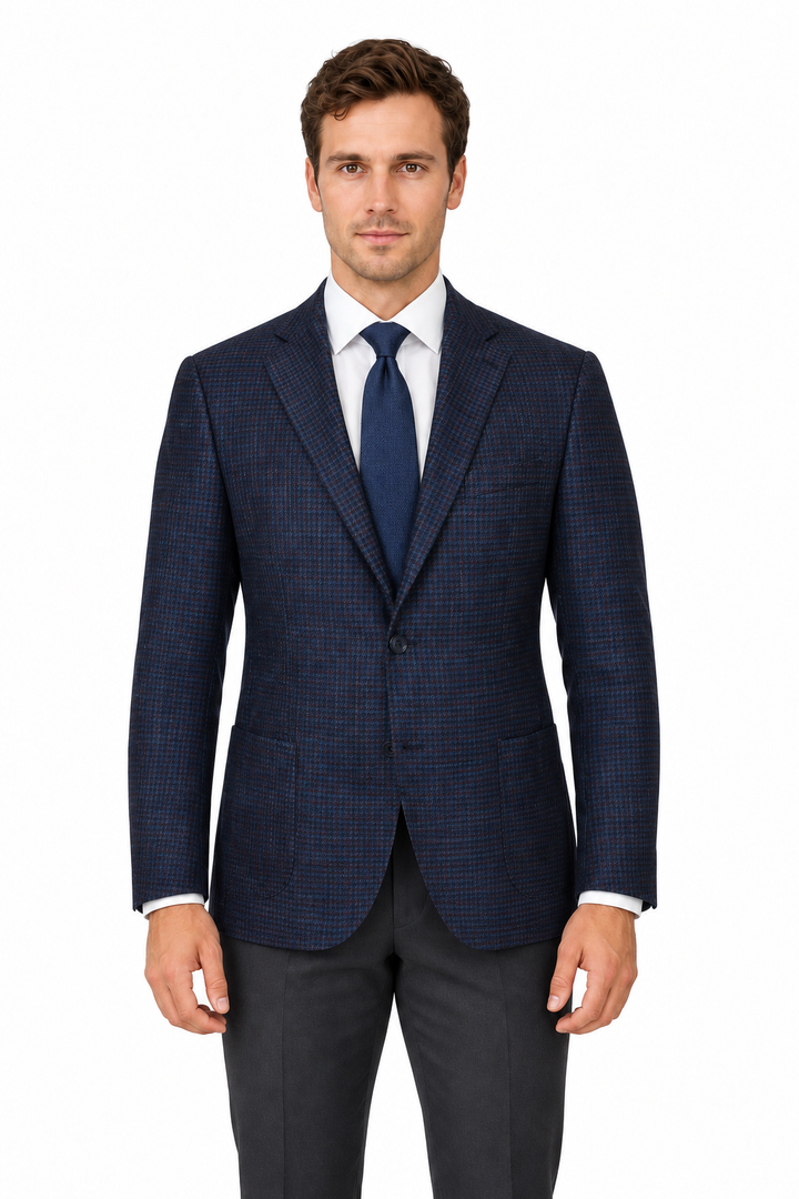 Enzo Soft Jacket - Navy Tweed