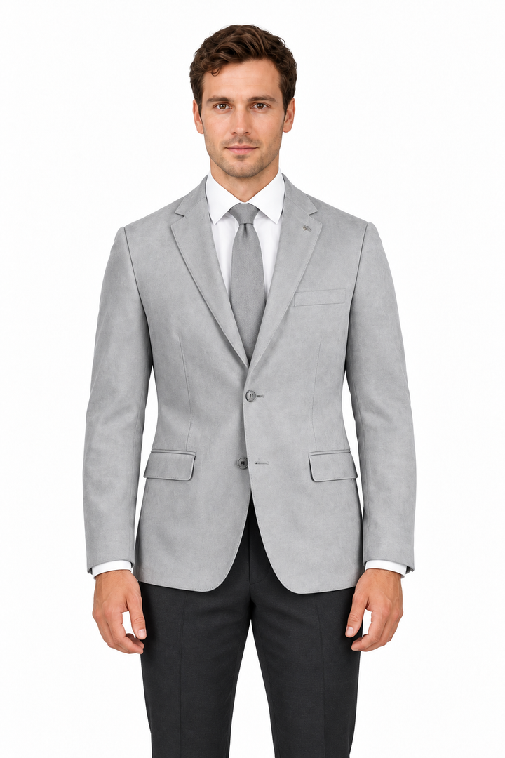 E85000-4-Enzo Vegan Suede Jacket-Light Gray