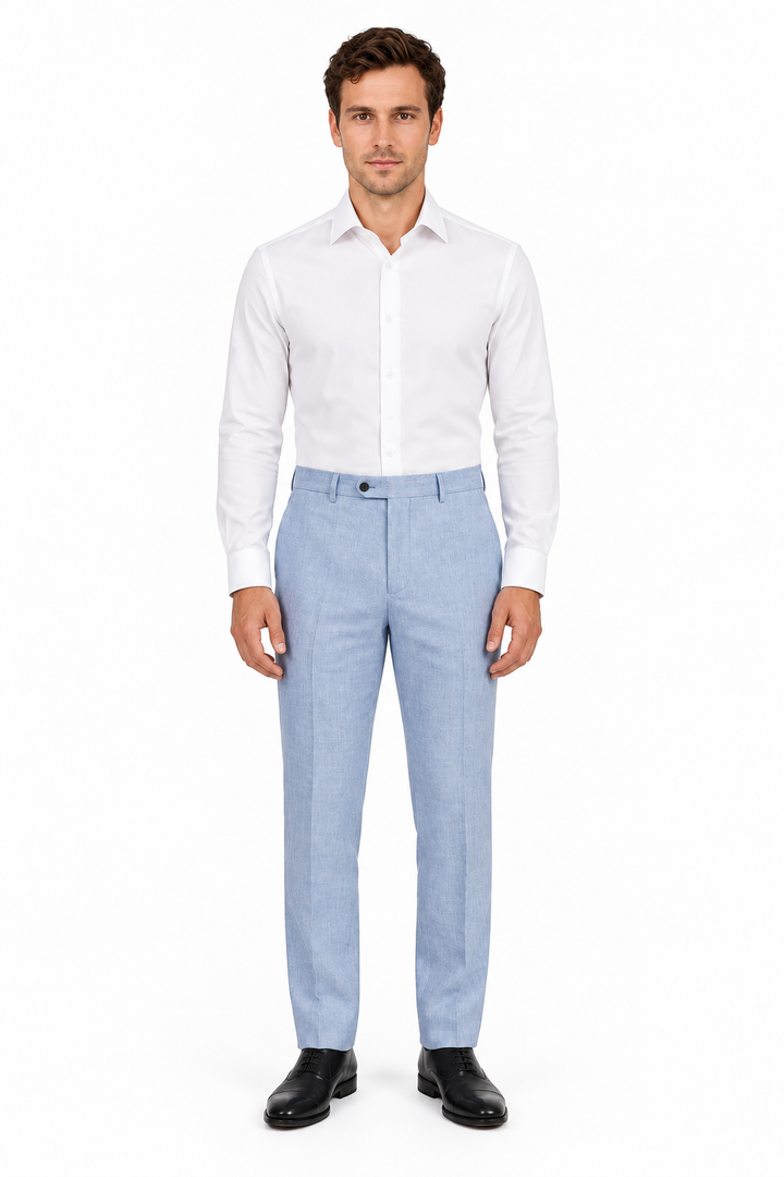 E58302-9- Enzo Pants-Baby Blue Linen