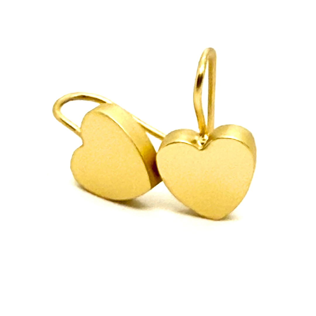 Matte Gold Heart Earrings