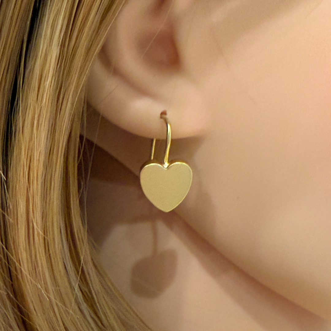 Matte Gold Heart Earrings