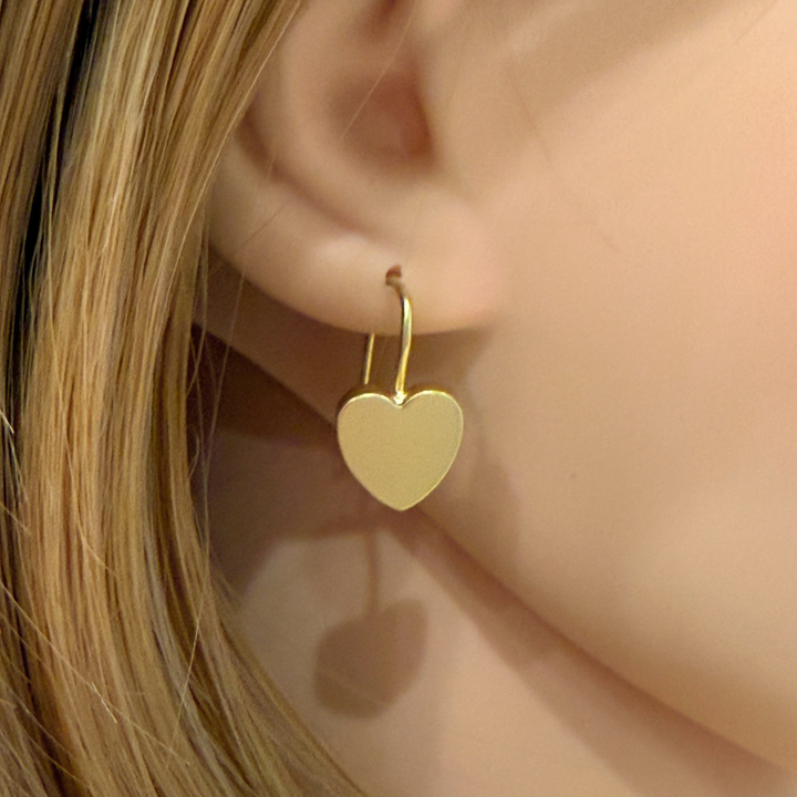 Matte Gold Heart Earrings