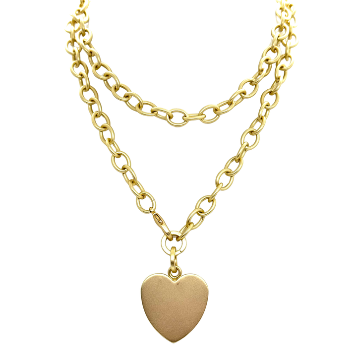 Matte Gold 32" Chain With Heart Pendant