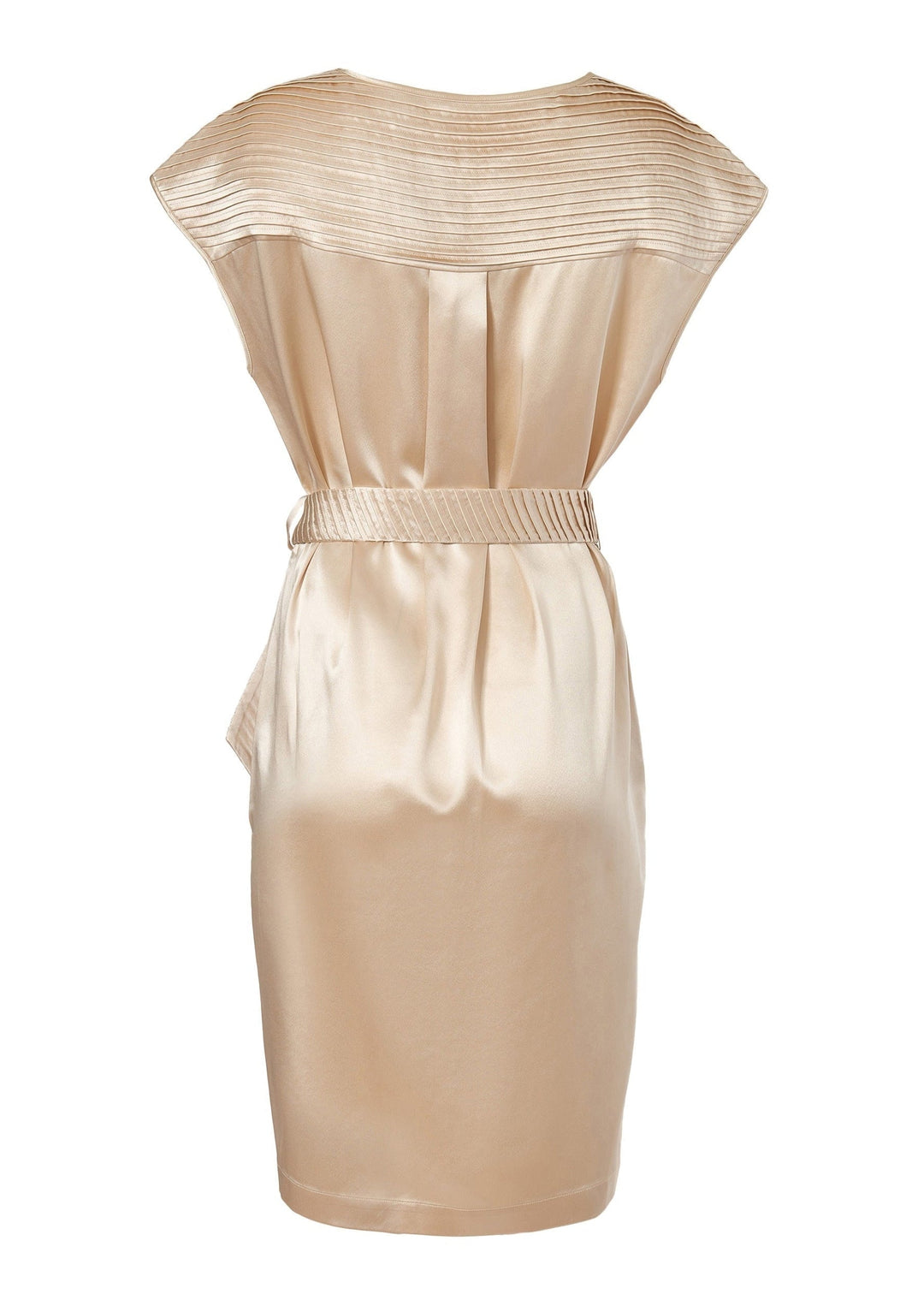 Sateen Short Pleated Dress In Champagne