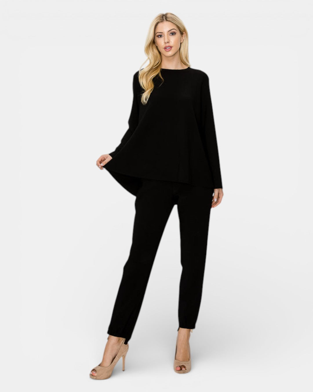 Kailla Stretch Crepe Knit Top 52383K / Black / XS