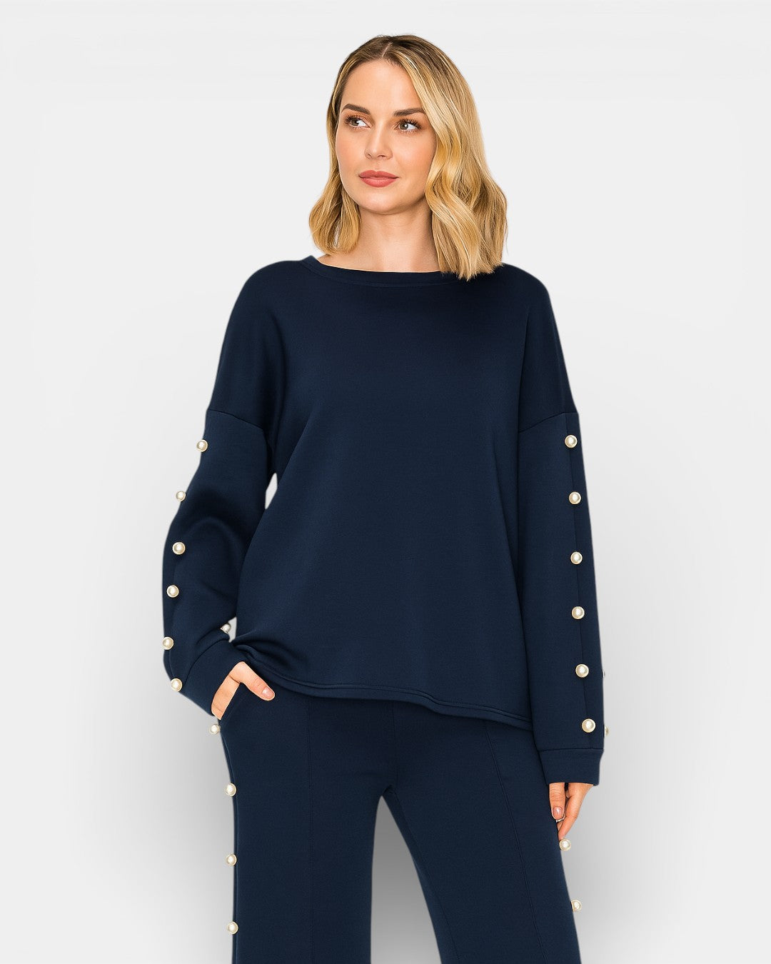 Katri Stretch French Scuba Pearl Top Heather Grey / 52082FT / XS