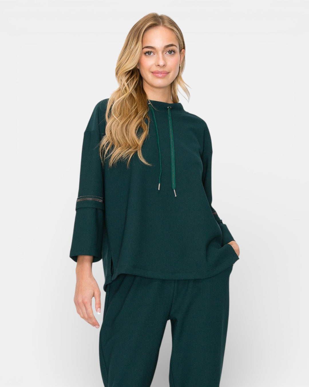 Kayla Crepe Knit Top with Beading Trim 33072K / Black / XS