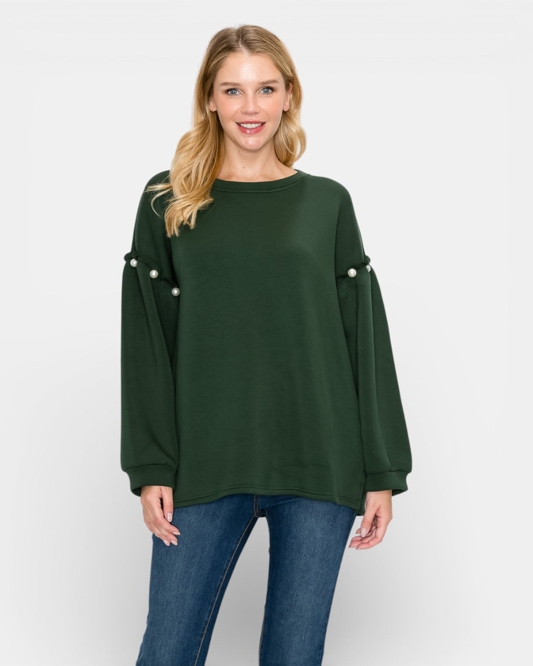 Keda Stretch French Scuba Pearl Top 52083FT / Heather Grey / XS