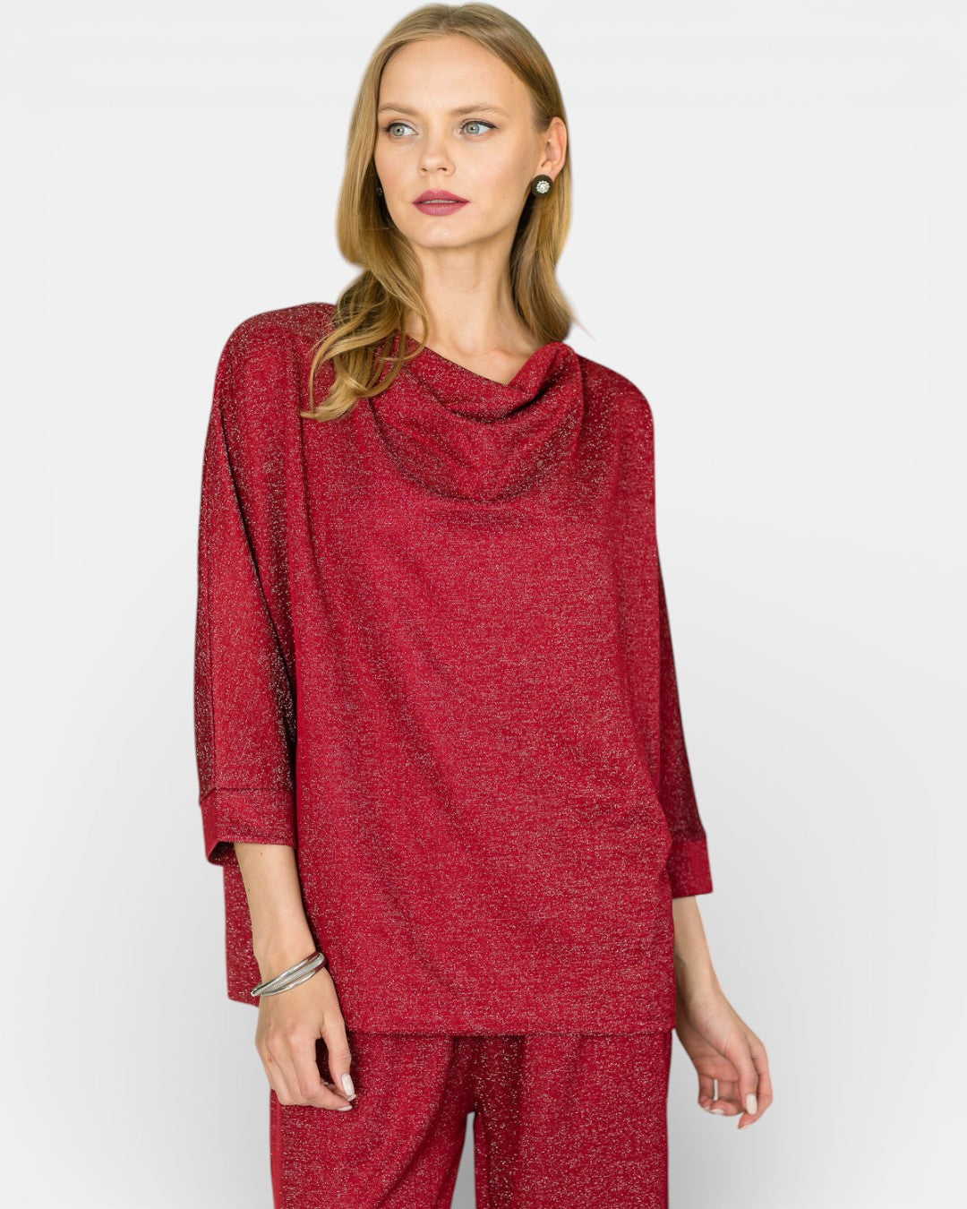 Kimberly Sparkling Stretch Knit Top 53069K / Red / XS