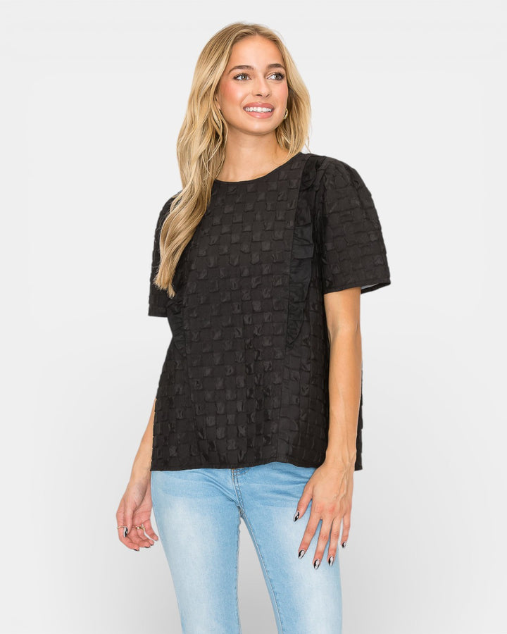 Kimmie Textured Woven Top 33091K / Black / XS