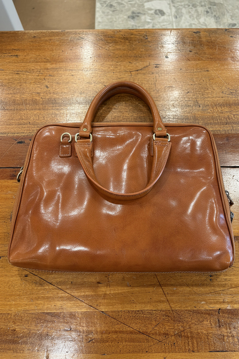 Leather Laptop Bag - Brown