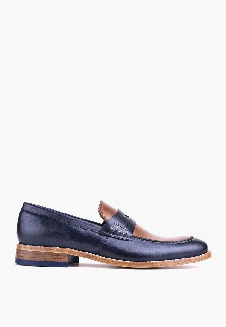 Lucca Loafer Navy-Beige - SEPOL Shoes