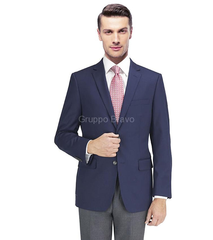 Mantoni Waffle Weave Wool Blazer in Navy