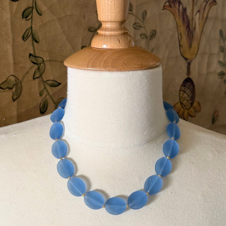 Matte Light Blue Crystal Necklace