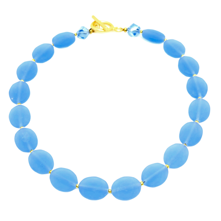 Matte Light Blue Crystal Necklace