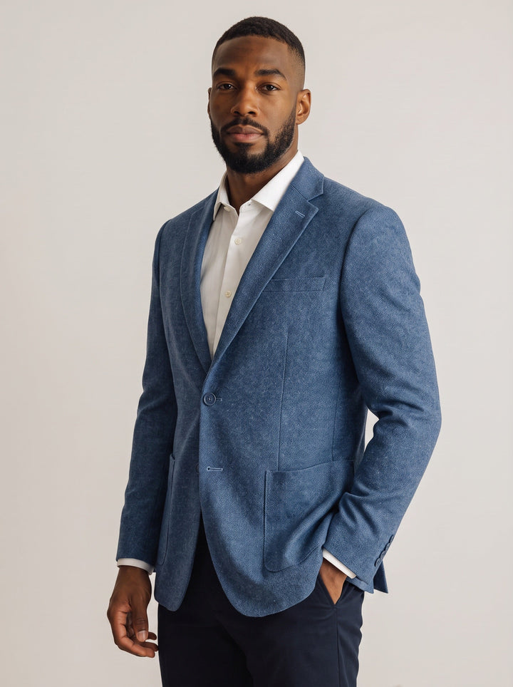 Ludlow blue Donegal print sport coat front view
