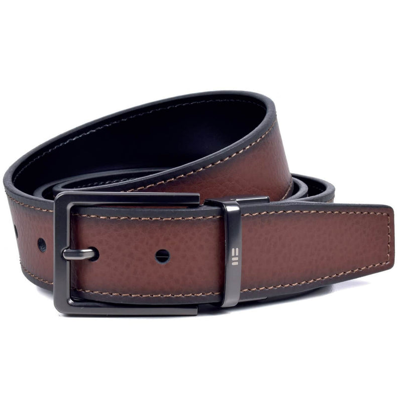 Miguel Bellido reversible leather belt black brown front view