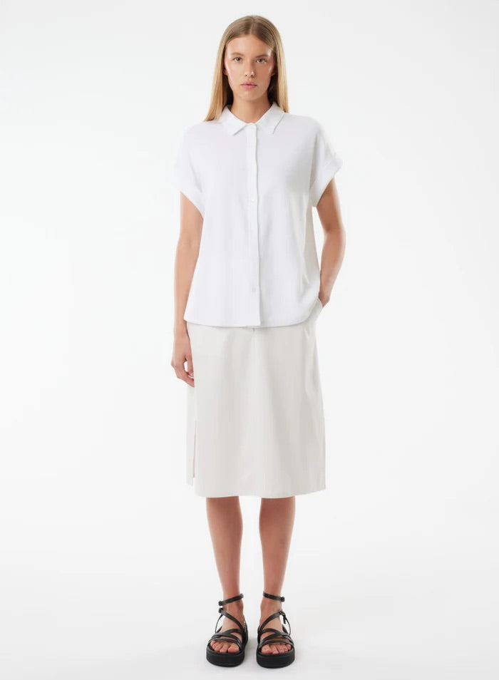 Stretch Linen Short Sleeve Shirt With Rolled Cuff
