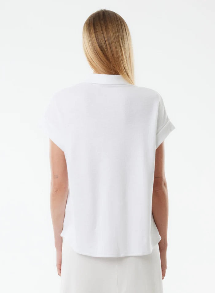 Stretch Linen Short Sleeve Shirt With Rolled Cuff