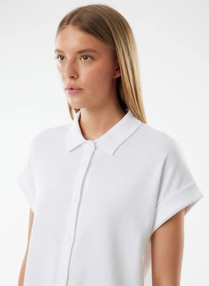 Stretch Linen Short Sleeve Shirt With Rolled Cuff