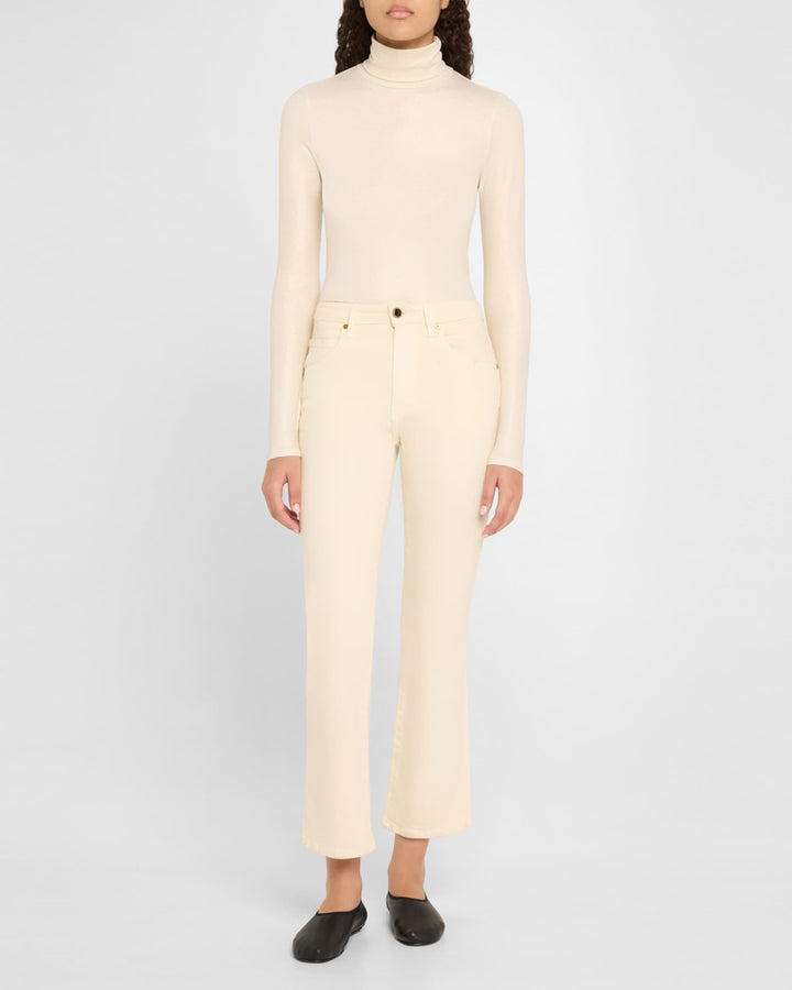 Soft Touch Lurex Metallic Turtleneck Top - Blanc