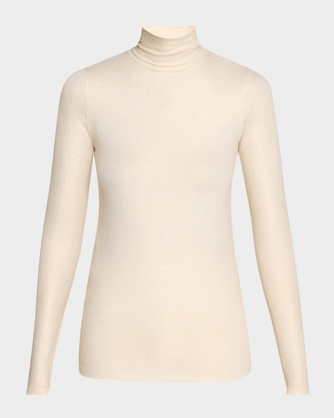 Soft Touch Lurex Metallic Turtleneck Top - Blanc