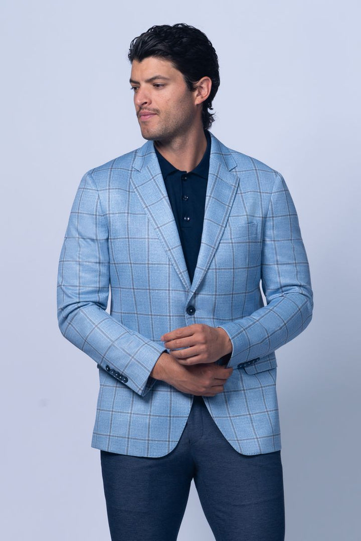 Oakdale Blue Cotton Printed Stretch Knit
