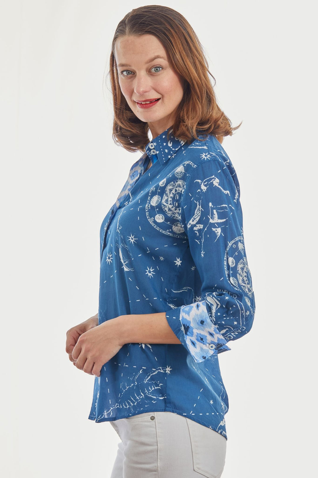 3/4 Sleeve Rome Shirt Navy Constellation Print