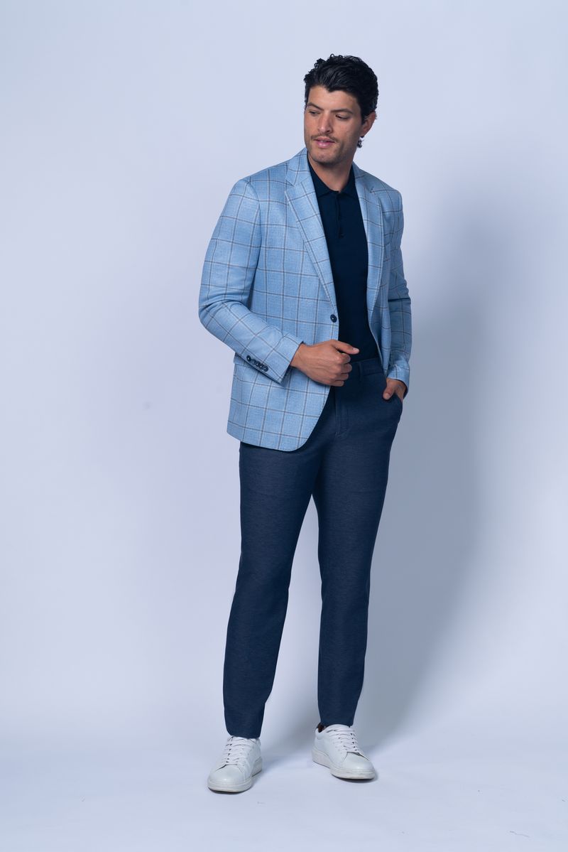 Oakdale Blue Cotton Printed Stretch Knit