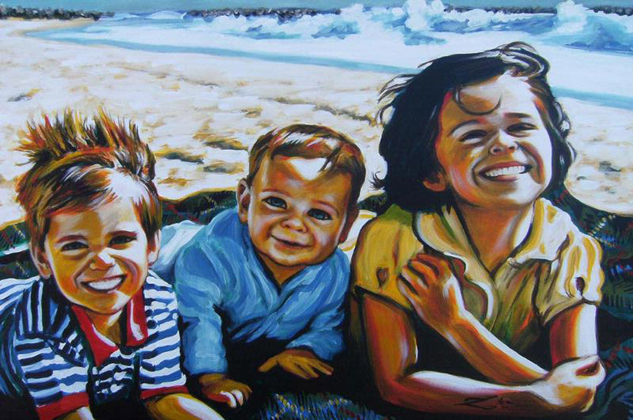 Reilly Kids On The Beach Acrylic Portrait