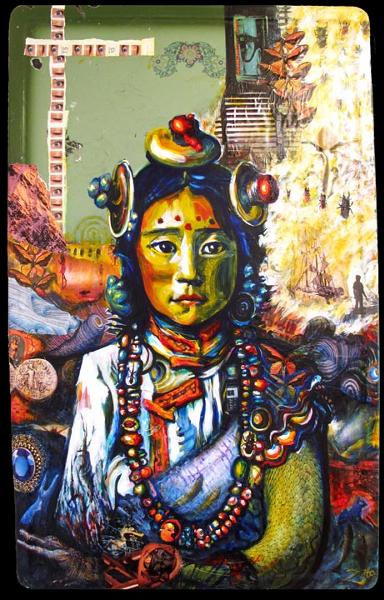Tibetan Girl Collage Portrait