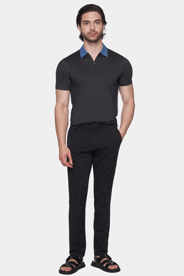 Mercerized Cotton Polo (Charcoal)