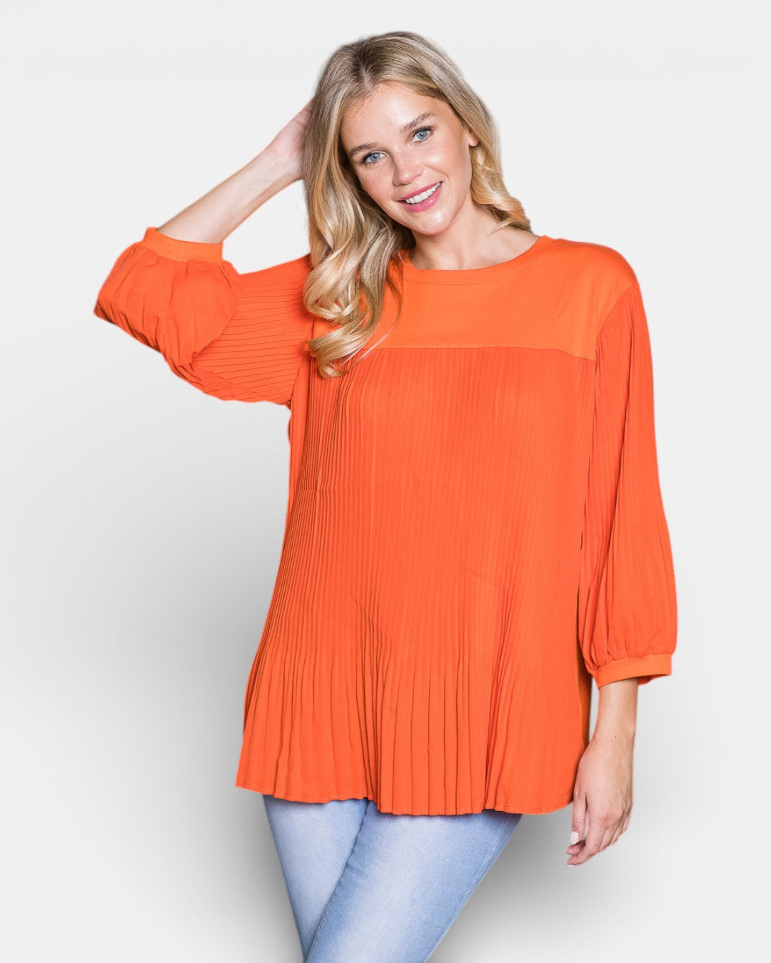 Raelynn Top with Chiffon Pleating 33008RP / Orange / XS