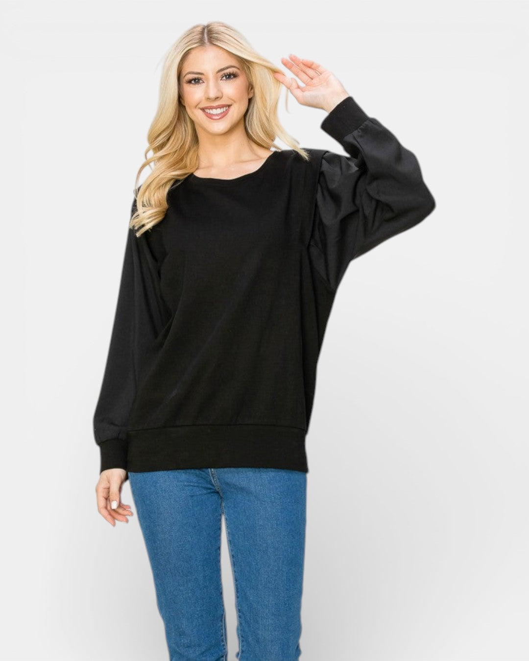 Russet Stretch Pointe Knit Top 52350RP / Black / XS