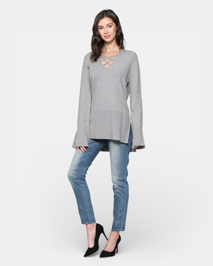 Selena Stretch Knitted Sweater 7381SW / Charcoal / XS