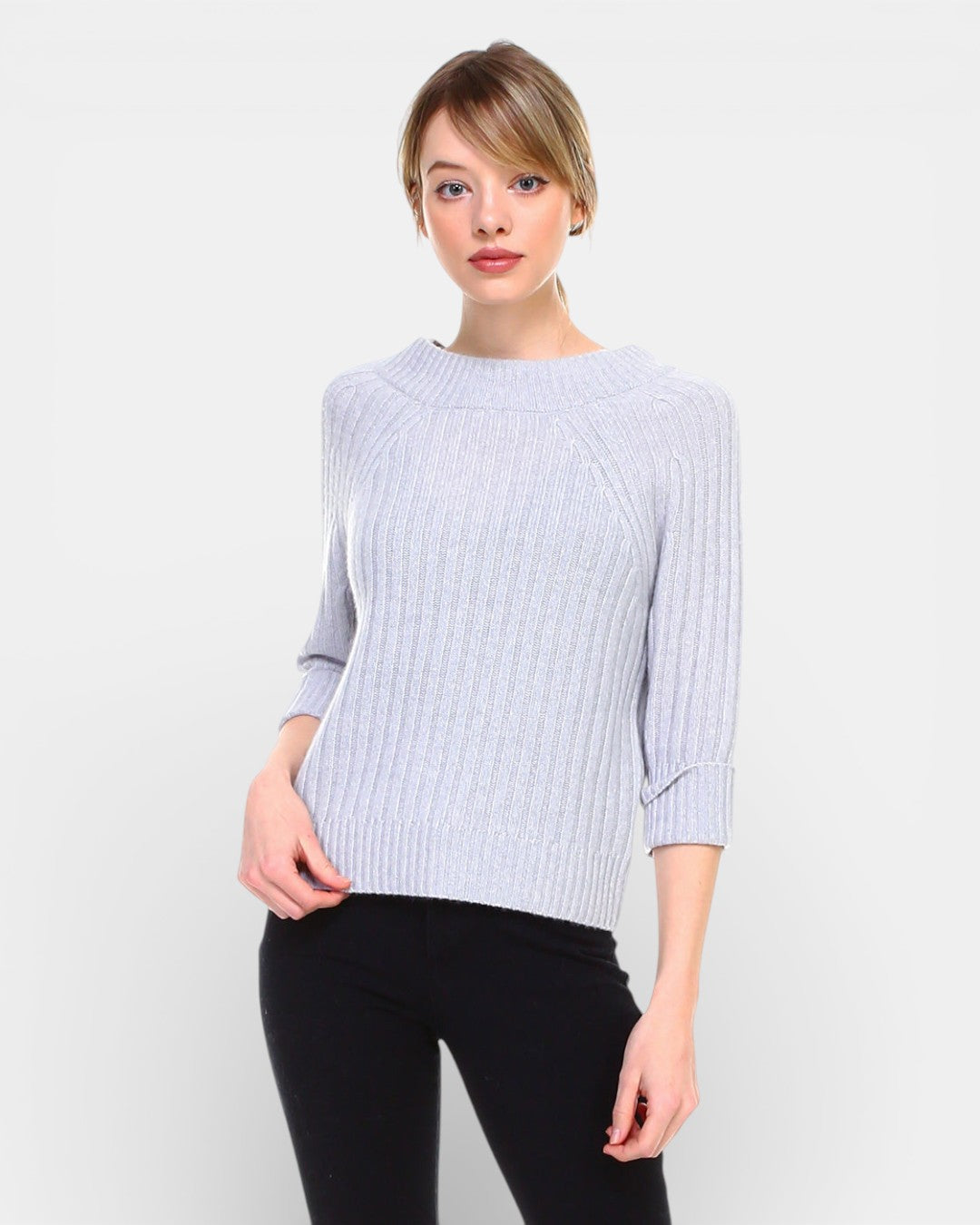 Selma Ribbed Knitted Sweater 7379SW / Grey / XS