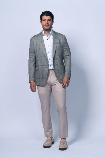 Oakdale Green Cotton Printed Stretch Knit